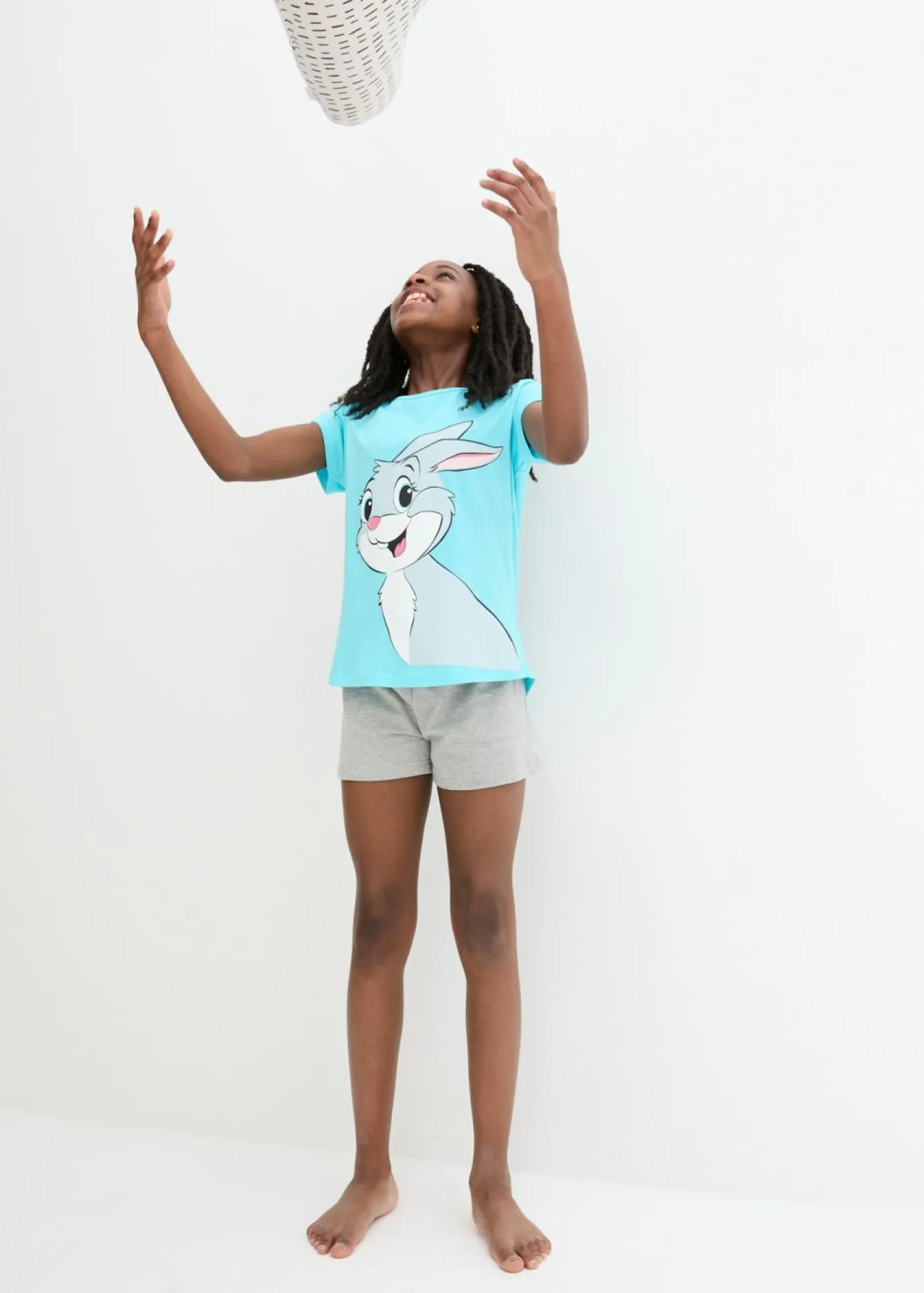 bonprix bonprix Multipack|Niña·Pijamas>Pijama corto de algodón suave (2 unidades) Celeste/baya/gris claro jaspeado/rosa estampado