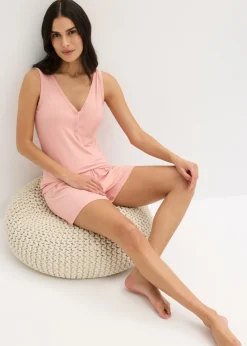 Mujer bonprix bonprix Pijama corto de canalé suave