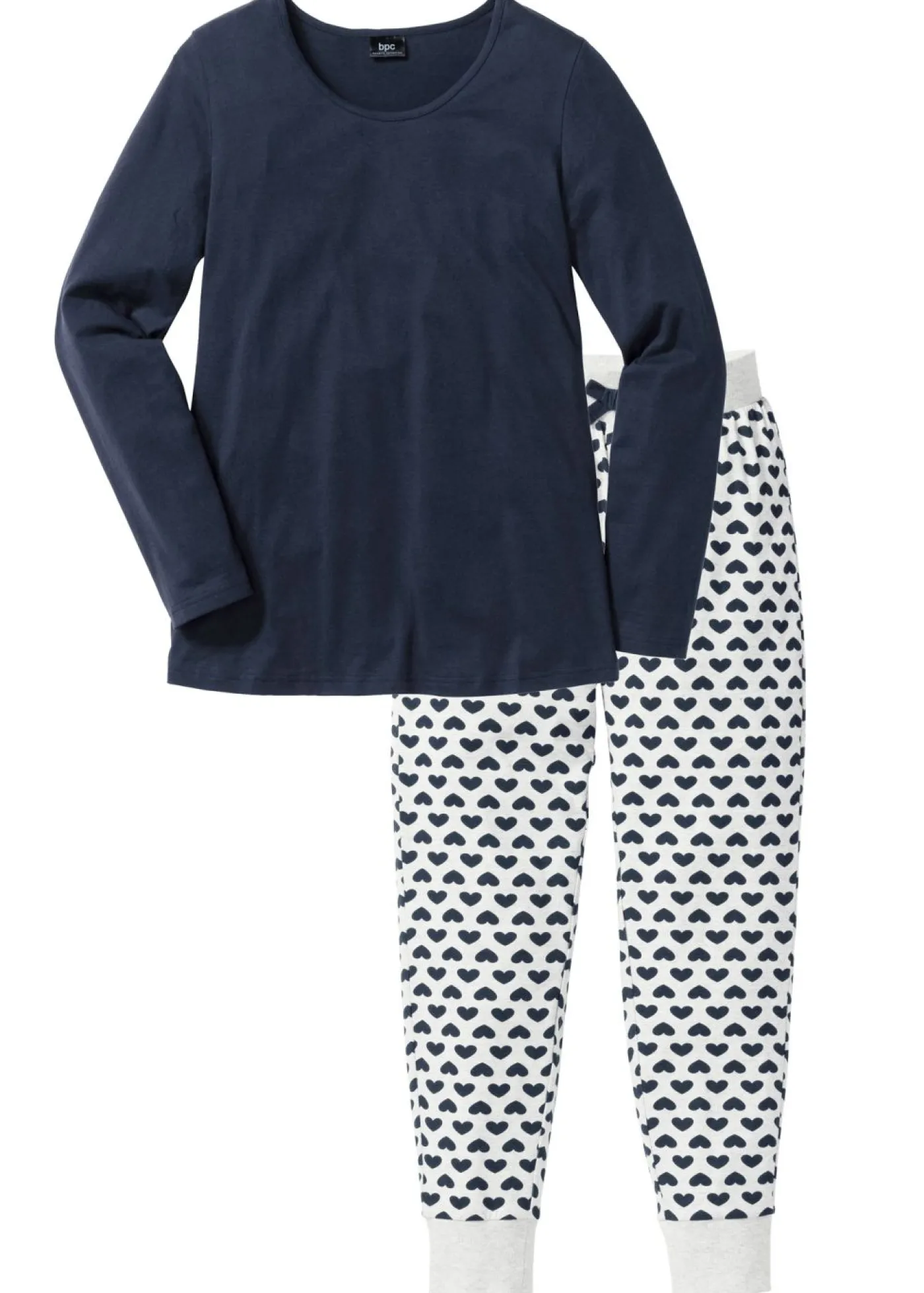 bonprix bonprix Ropa Para Dormir>Pijama de algodón orgánico Azul marino/natural jaspeado estampado