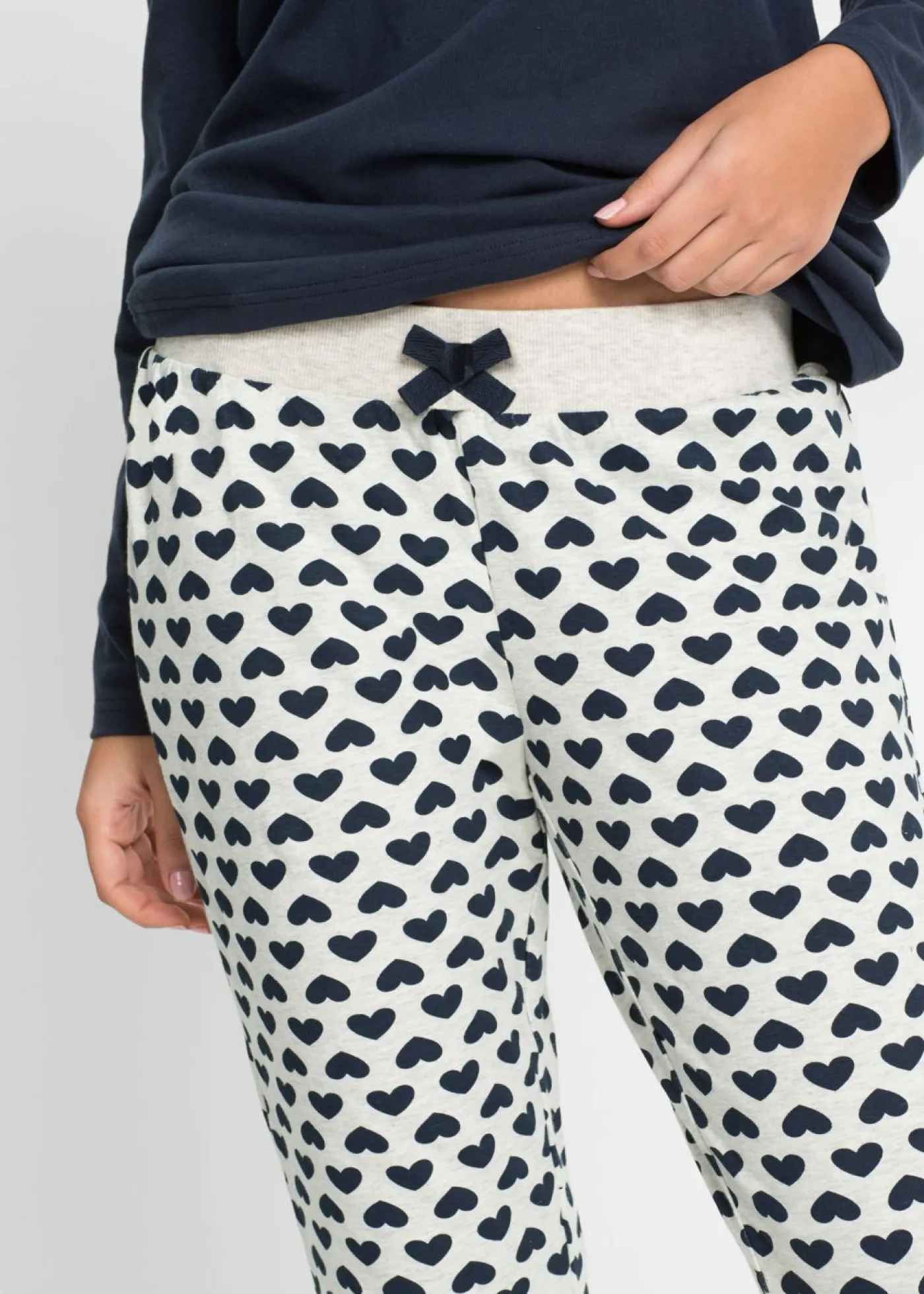 bonprix bonprix Ropa Para Dormir>Pijama de algodón orgánico Azul marino/natural jaspeado estampado