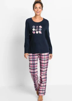 bonprix bonprix Ropa Para Dormir>Pijama de algodón orgánico puro Azul marino