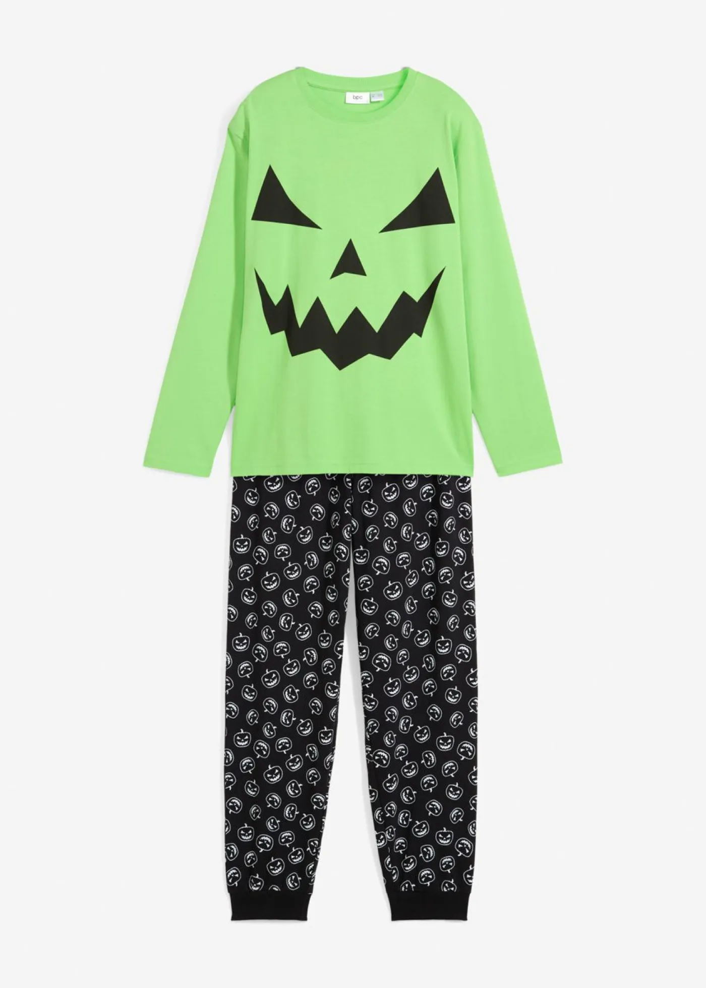 bonprix bonprix Niño·Pijamas|Niña·Pijamas>Pijama de algodón orgánico puro (2 piezas) verde brillante + negro