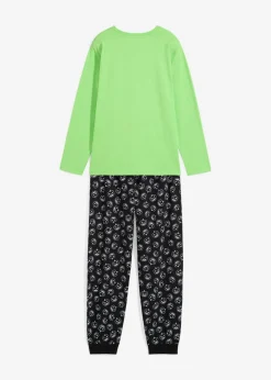 bonprix bonprix Niño·Pijamas|Niña·Pijamas>Pijama de algodón orgánico puro (2 piezas) verde brillante + negro