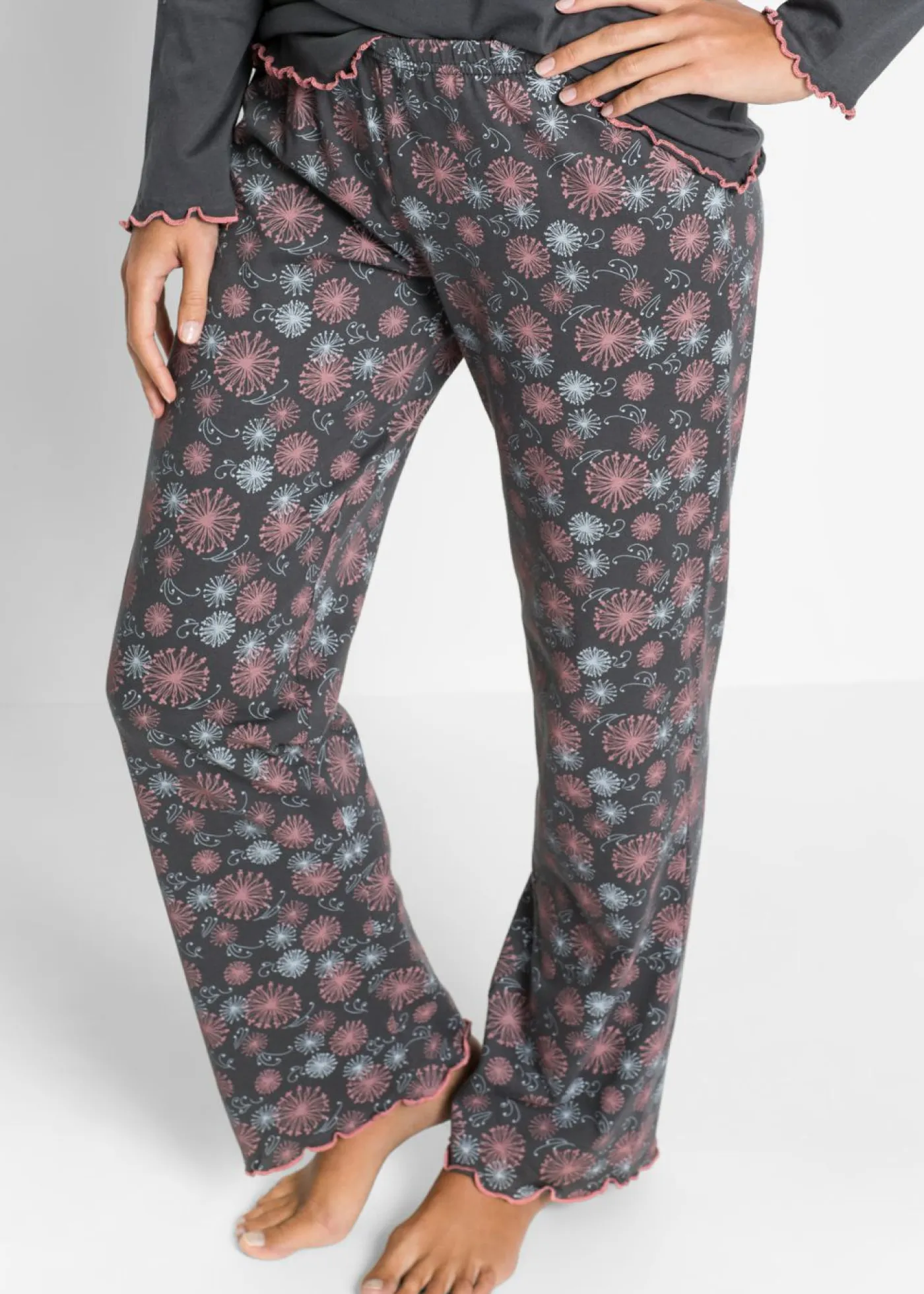 bonprix bonprix Ropa Para Dormir>Pijama de algodón orgánico puro Gris estampado