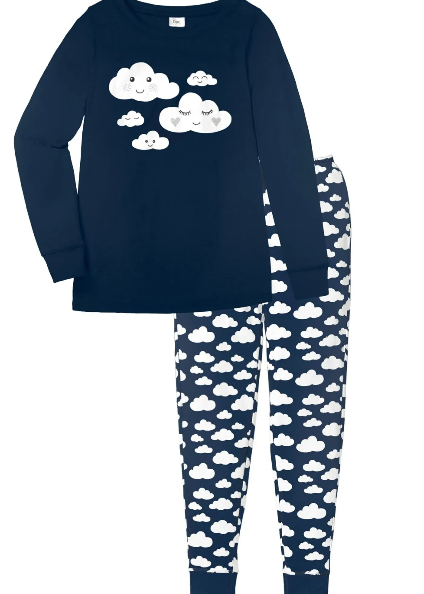 bonprix bonprix Ropa Para Dormir>Pijama de algodón orgánico puro Azul oscuro estampado