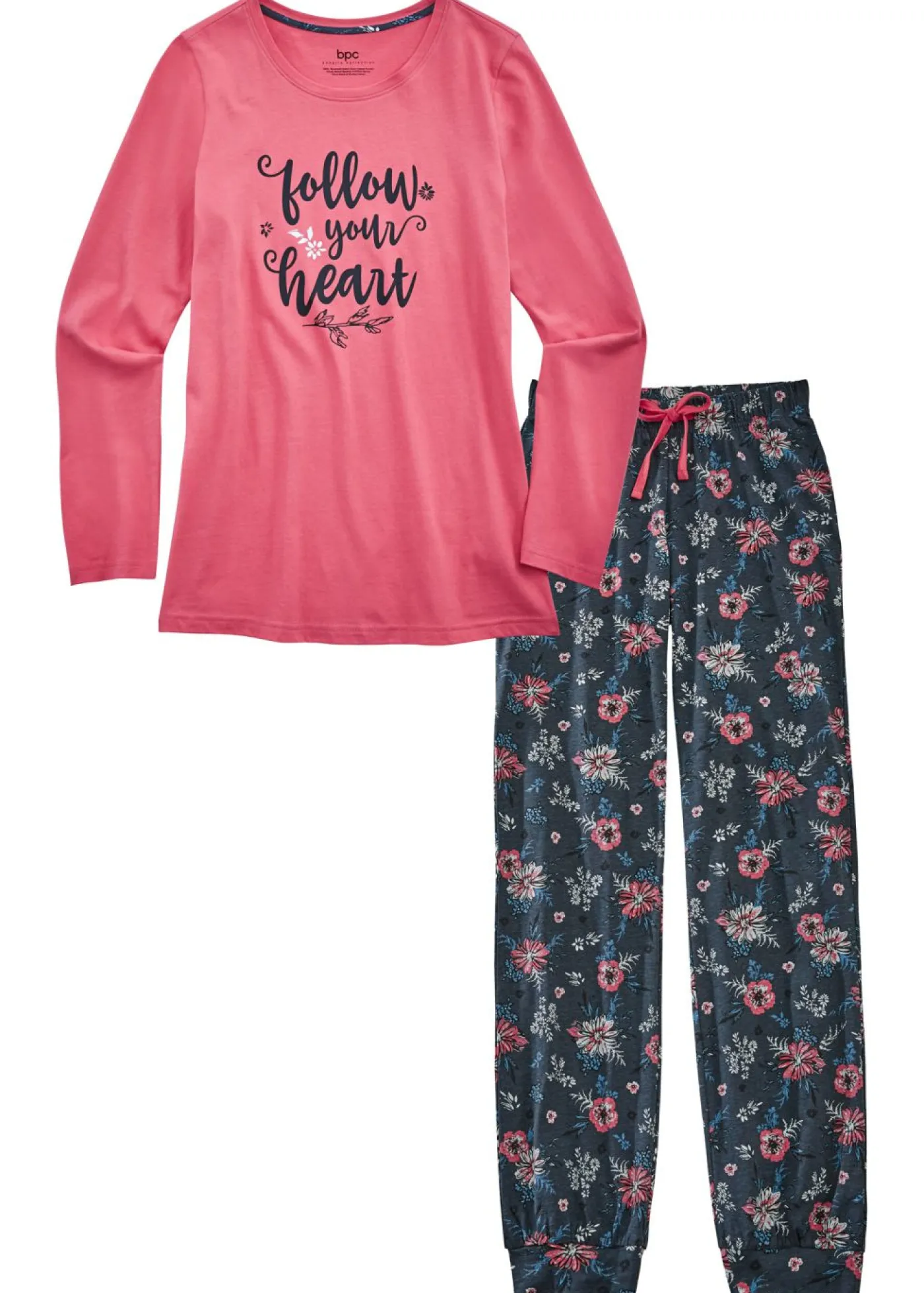 bonprix bonprix Ropa Para Dormir>Pijama de algodón orgánico puro Rosa humo estampado