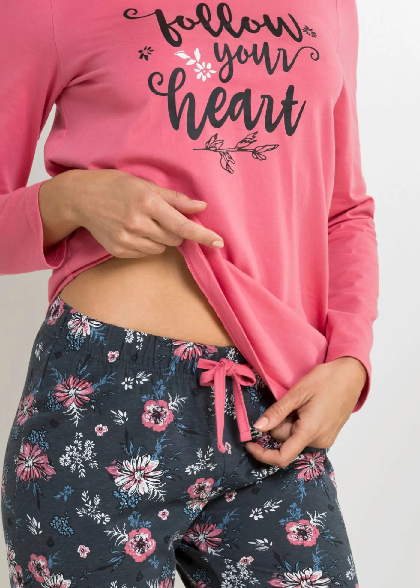 bonprix bonprix Ropa Para Dormir>Pijama de algodón orgánico puro Rosa humo estampado