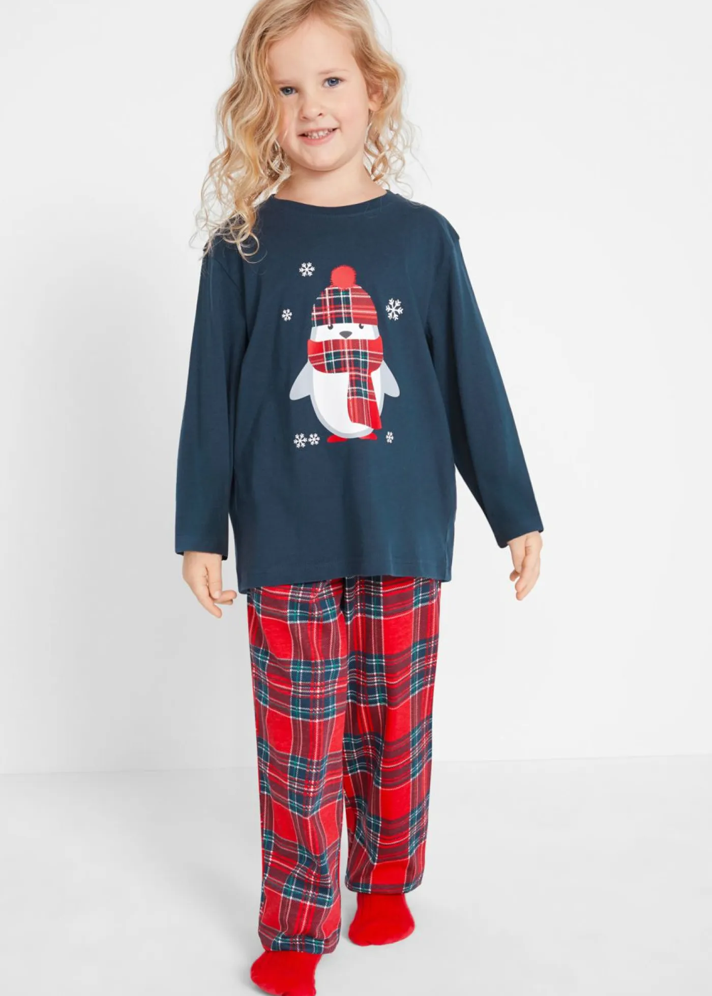 bonprix bonprix Niño·Pijamas|Niña·Pijamas>Pijama de algodón orgánico puro (2 piezas) Azul oscuro de cuadros