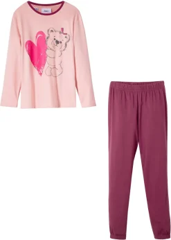 bonprix bonprix Niña·Pijamas>Pijama de algodón orgánico puro (2 piezas) Rosa antiguo/baya