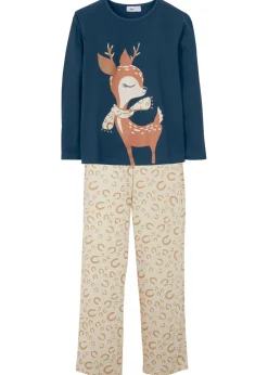 bonprix bonprix Niña·Pijamas>Pijama de algodón orgánico puro (2 piezas) Azul oscuro