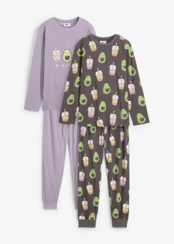 bonprix bonprix Niña·Pijamas>Pijama de algodón orgánico puro (4 piezas) pizarra-violeta ahumado