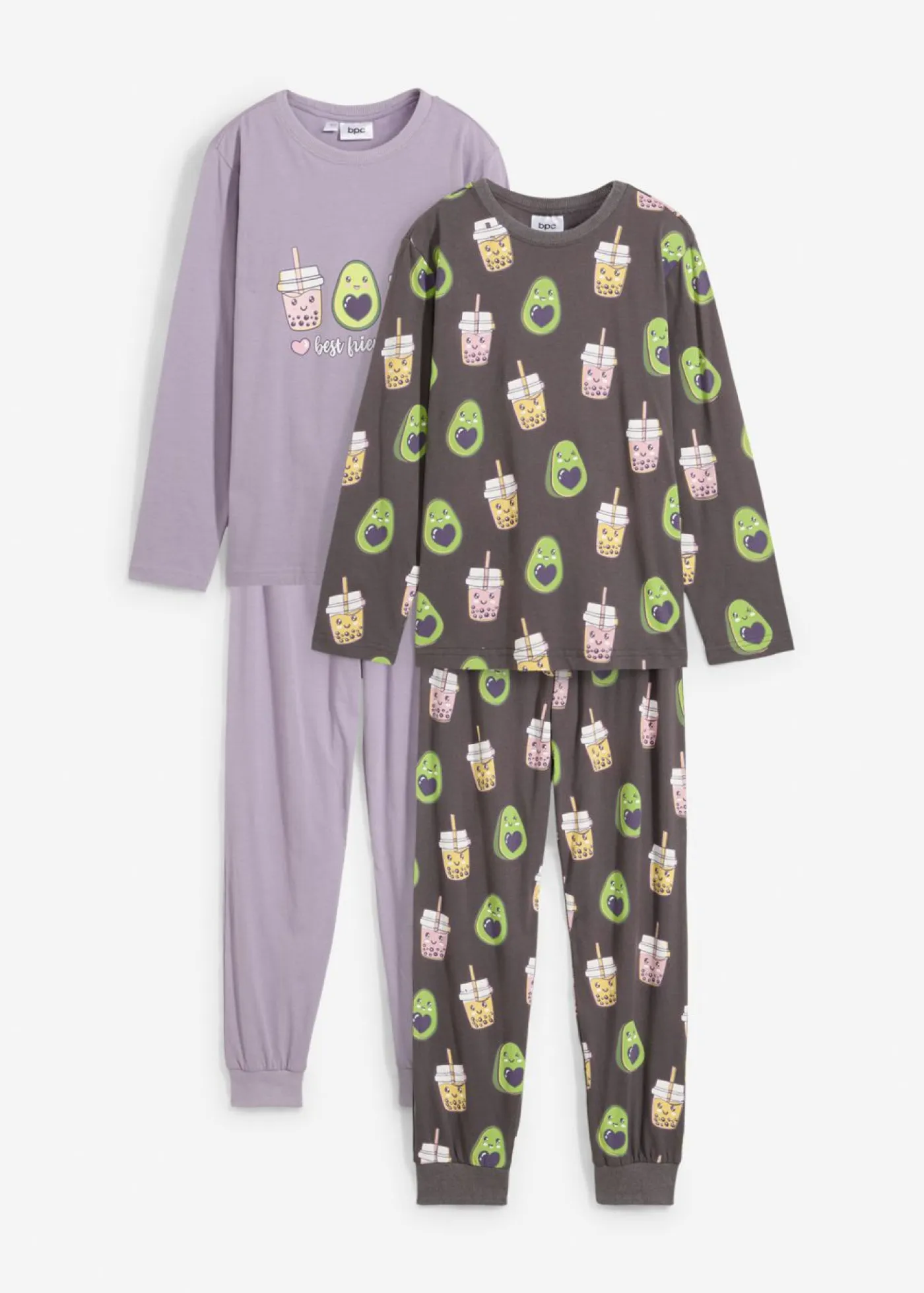 bonprix bonprix Niña·Pijamas>Pijama de algodón orgánico puro (4 piezas) pizarra-violeta ahumado