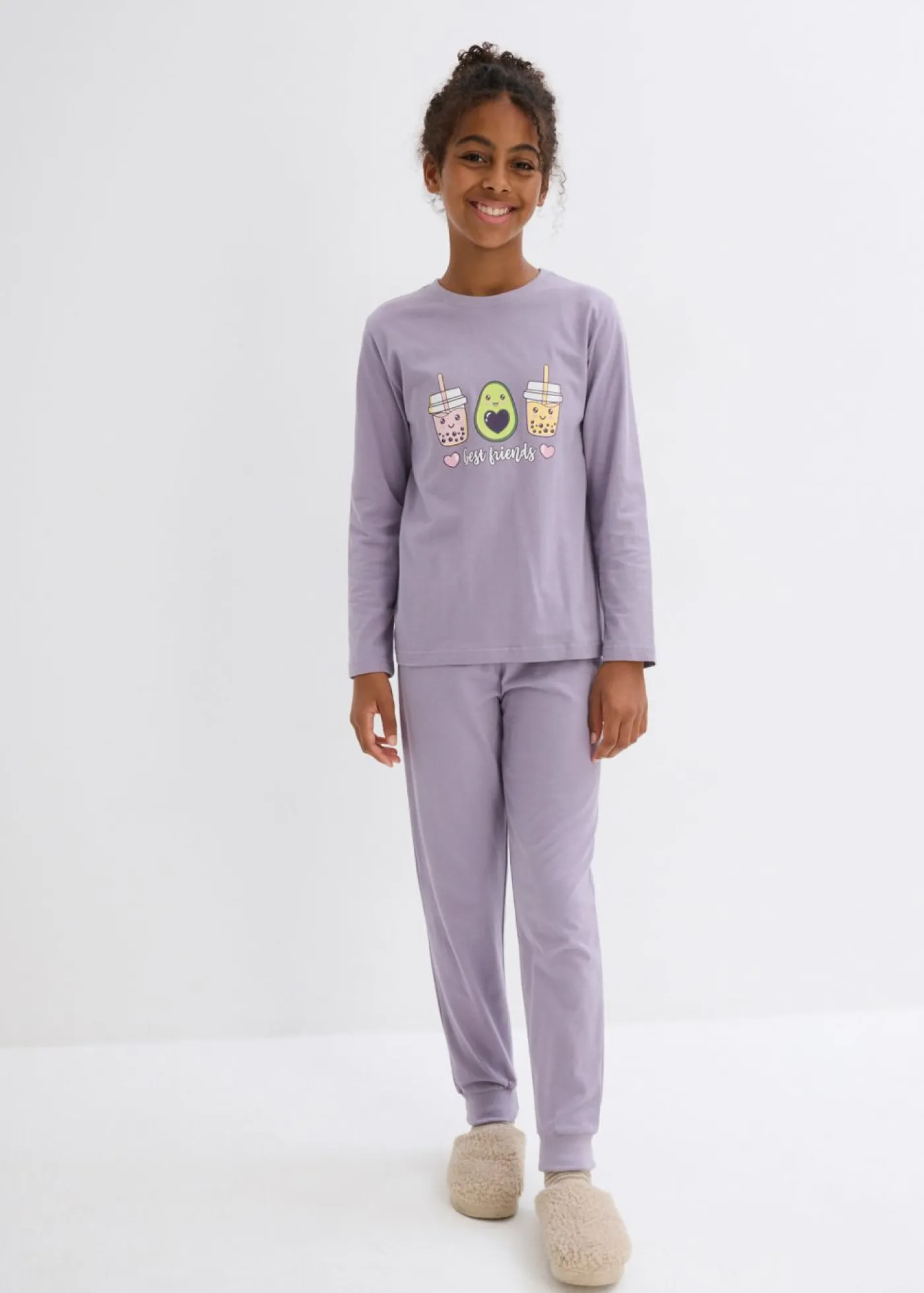 bonprix bonprix Niña·Pijamas>Pijama de algodón orgánico puro (4 piezas) pizarra-violeta ahumado