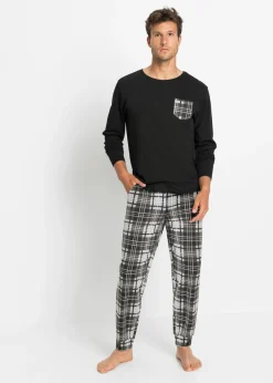 bonprix bonprix Pijamas|Ropa Interior·Pijamas>Pijama de algodón puro Negro-gris de cuadros