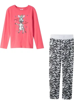 bonprix bonprix Niña·Pijamas>Pijama de algodón puro (conjunto de 2 piezas) Rosa claro estampado de cebra