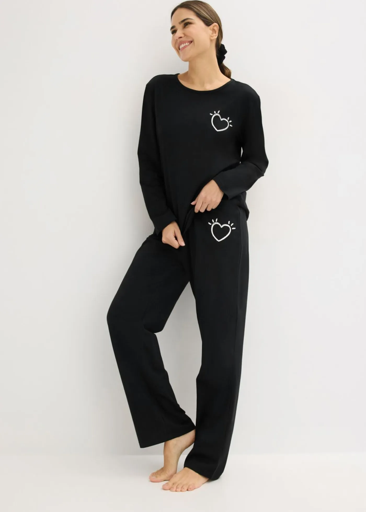 bonprix bonprix Ropa Para Dormir>Pijama de algodón suave Negro