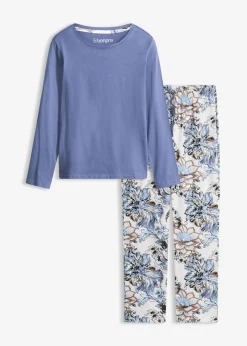 bonprix bonprix Ropa Para Dormir>Pijama de algodón suave índigo-natural jaspeado