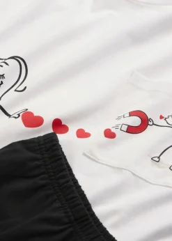 bonprix bonprix Ropa Para Dormir>Pijama de algodón suave Blanco-negro