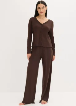 Mujer bonprix bonprix Pijama de canalé con botones