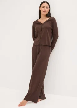 Mujer bonprix bonprix Pijama de canalé con botones