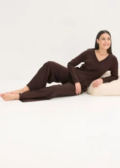 Mujer bonprix bonprix Pijama de canalé con botones