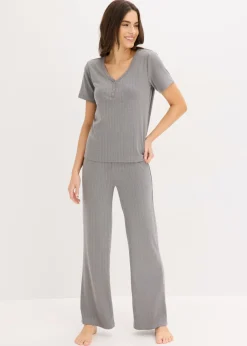 Mujer bonprix bonprix Pijama de canalé con viscosa