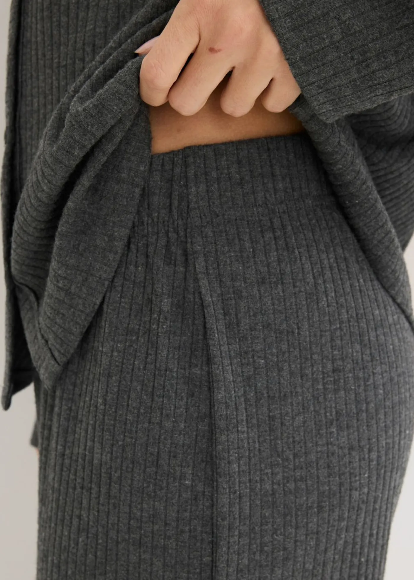 bonprix bonprix Homewear|Ropa Para Dormir>Pijama de canalé suave Antracita jaspeado