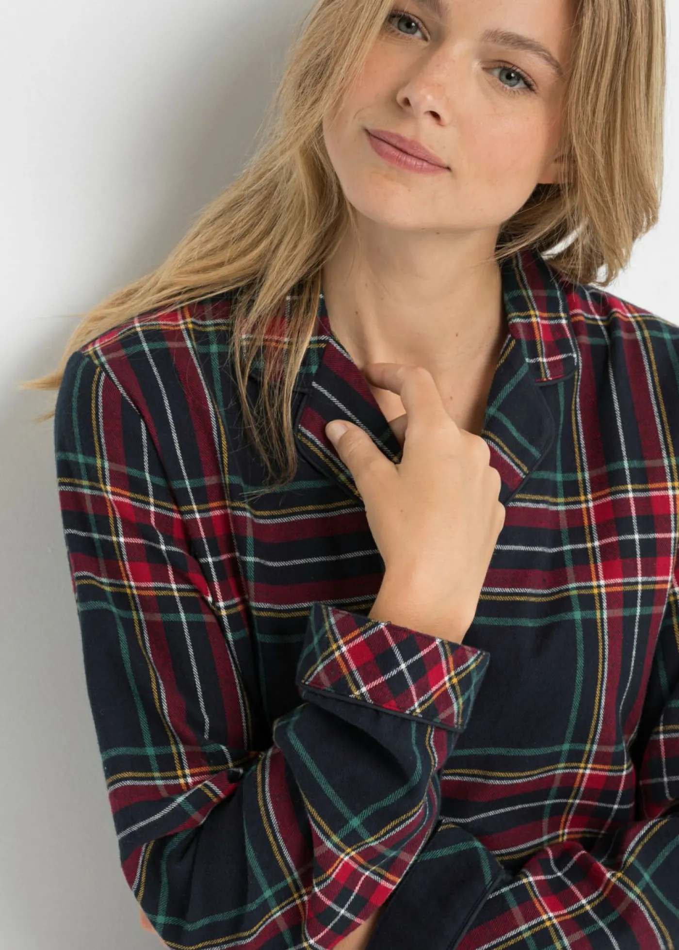 bonprix bonprix Ropa Para Dormir>Pijama de franela Azul marino de cuadros