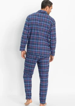 Hombre bonprix bonprix Pijama de franela suave con botones y mangas largas.