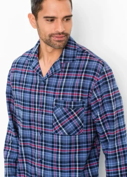 Hombre bonprix bonprix Pijama de franela suave con botones y mangas largas.
