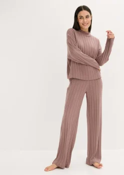 Mujer bonprix bonprix Pijama holgado de punto suave de canalé