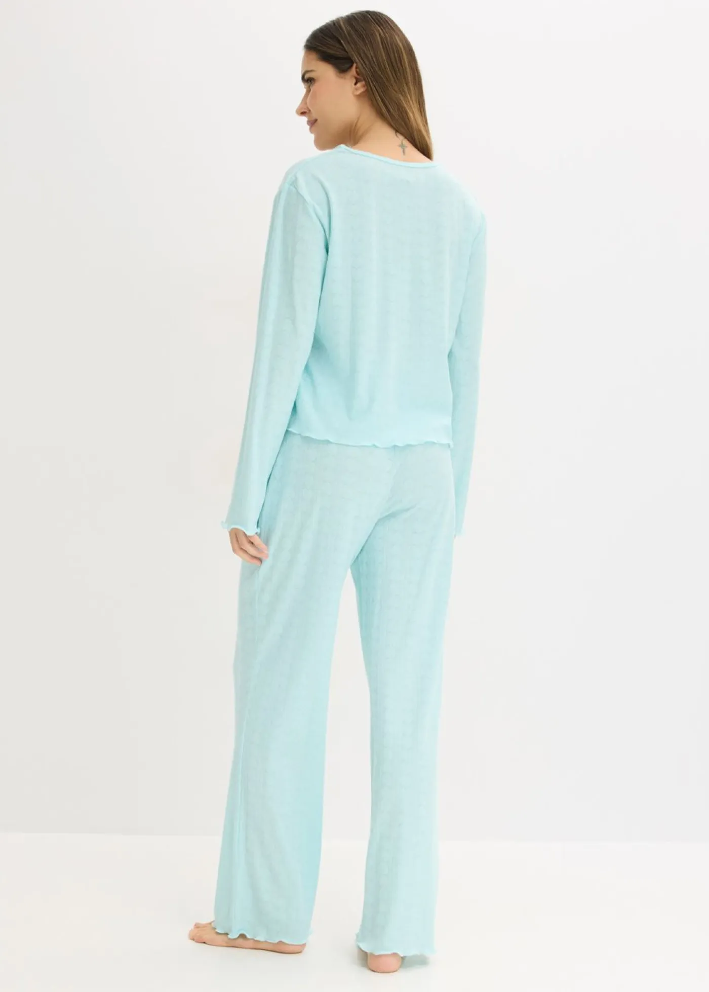 bonprix bonprix Ropa Para Dormir>Pijama ligero con estampado de corazones Turquesa pastel