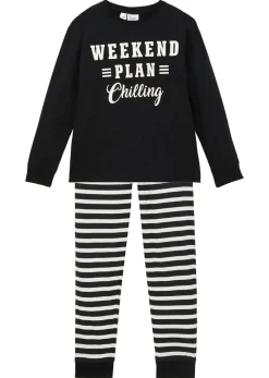 bonprix bonprix Niño·Pijamas|Niña·Pijamas>Pijama (2 piezas) Negro-blanco lana estampado