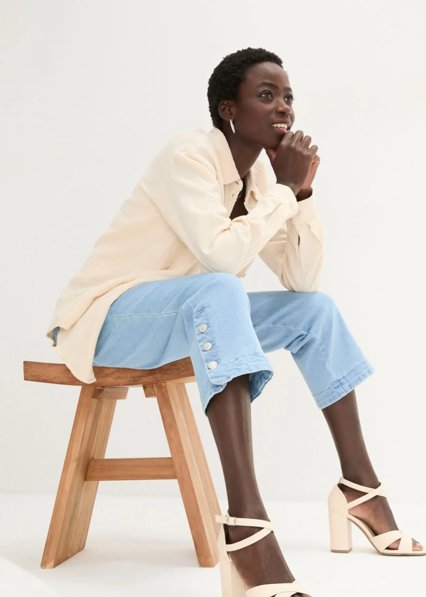 bonprix bonprix Vaqueros>Pirata vaquero azul blanqueado