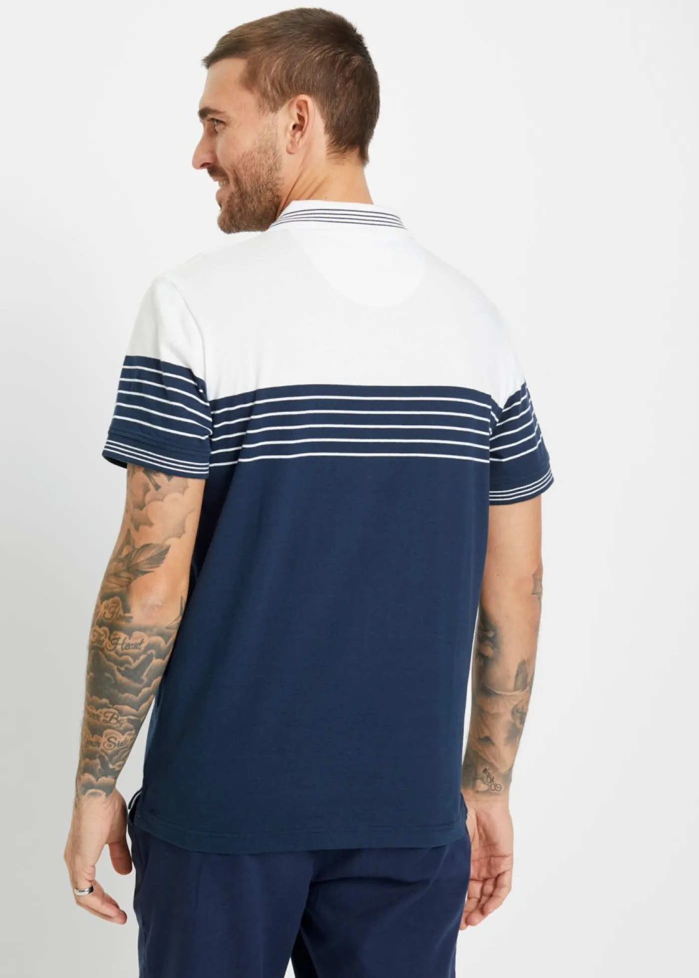 bonprix bonprix Camisetas Y Polos>Polo blanco/azul marino rayas horizontales