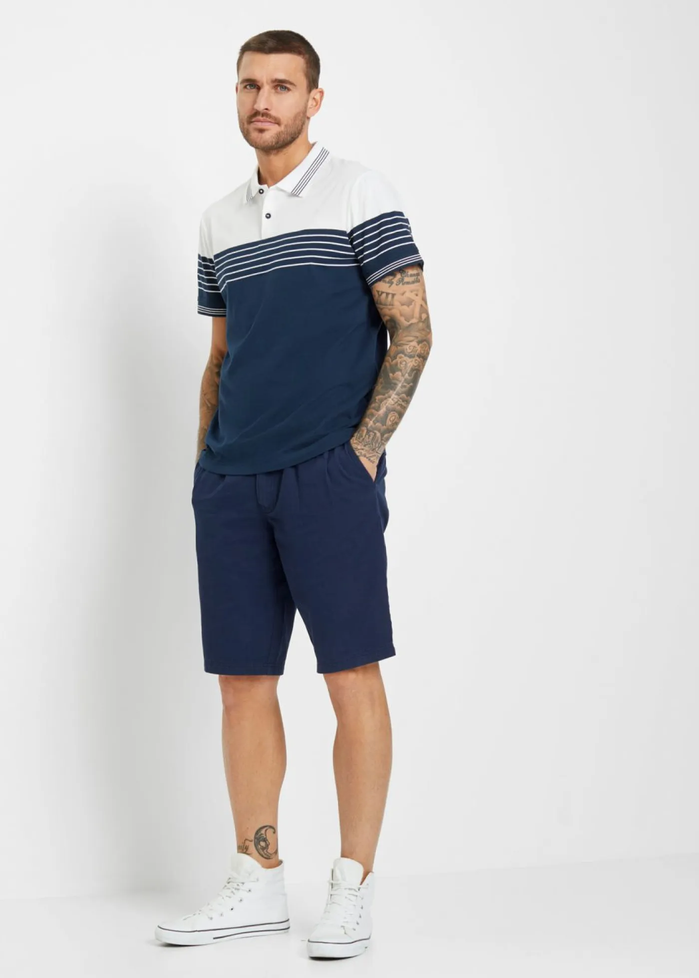 bonprix bonprix Camisetas Y Polos>Polo blanco/azul marino rayas horizontales