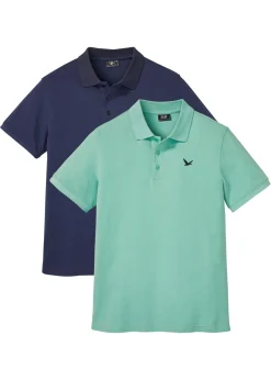 bonprix bonprix Básicos En Rebajas|Camisetas Y Polos>Polo de algodón orgánico puro (2 unidades) Verde salvia+azul marino