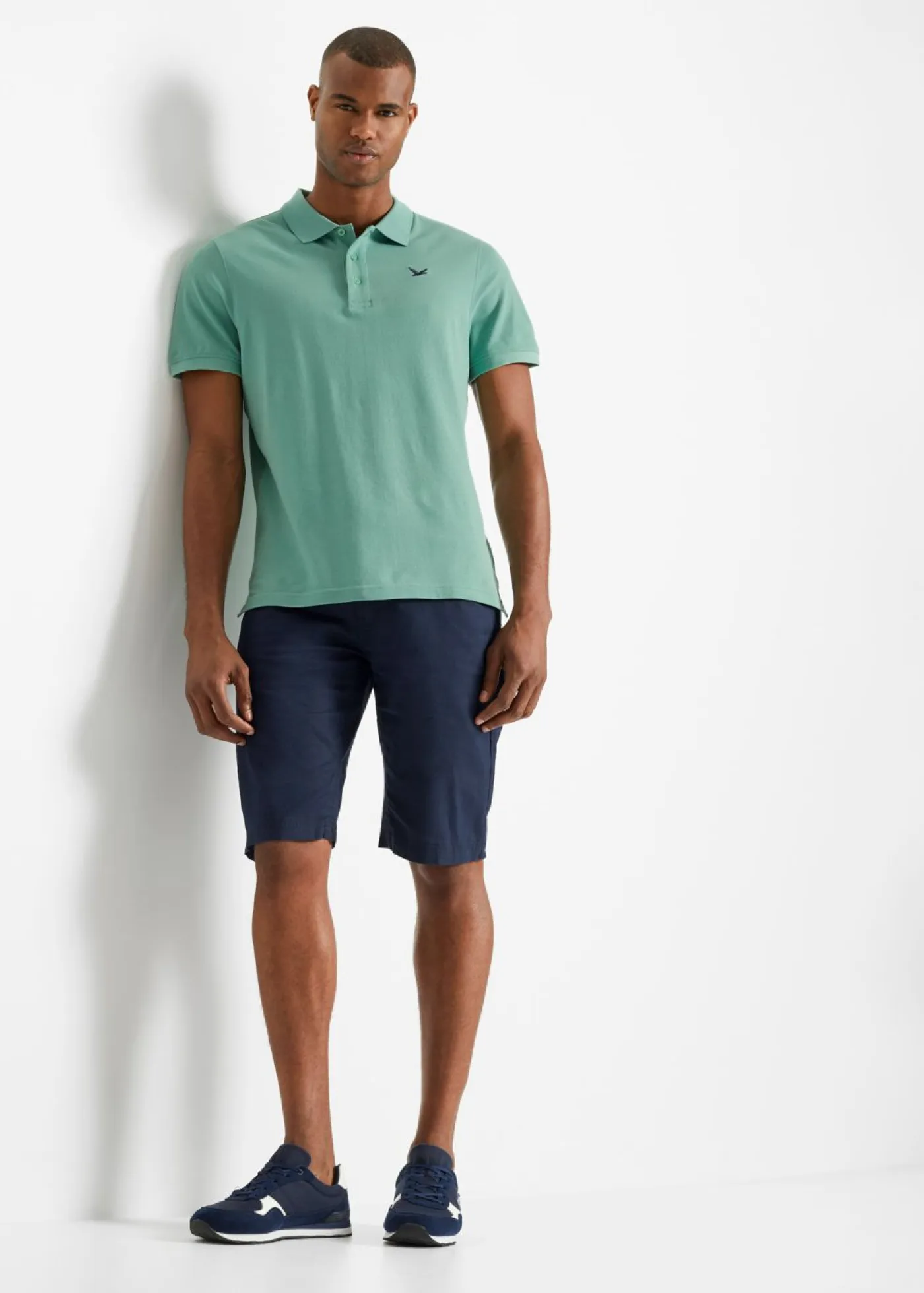 bonprix bonprix Básicos En Rebajas|Camisetas Y Polos>Polo de algodón orgánico puro (2 unidades) Verde salvia+azul marino