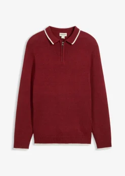 bonprix bonprix Jerséis Y Cárdigans>Polo de algodón reciclado Rojo oscuro jaspeado