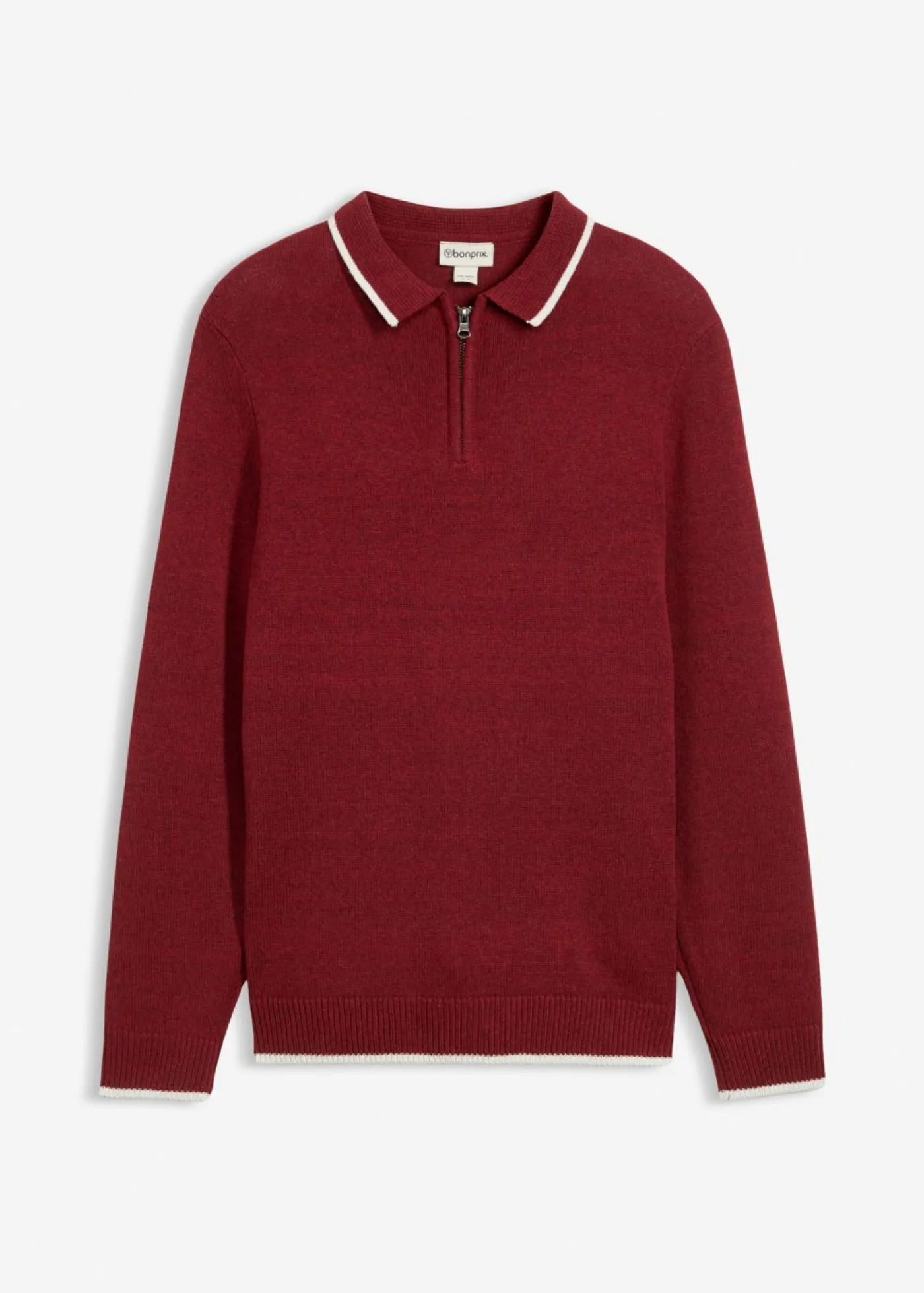 bonprix bonprix Jerséis Y Cárdigans>Polo de algodón reciclado Rojo oscuro jaspeado