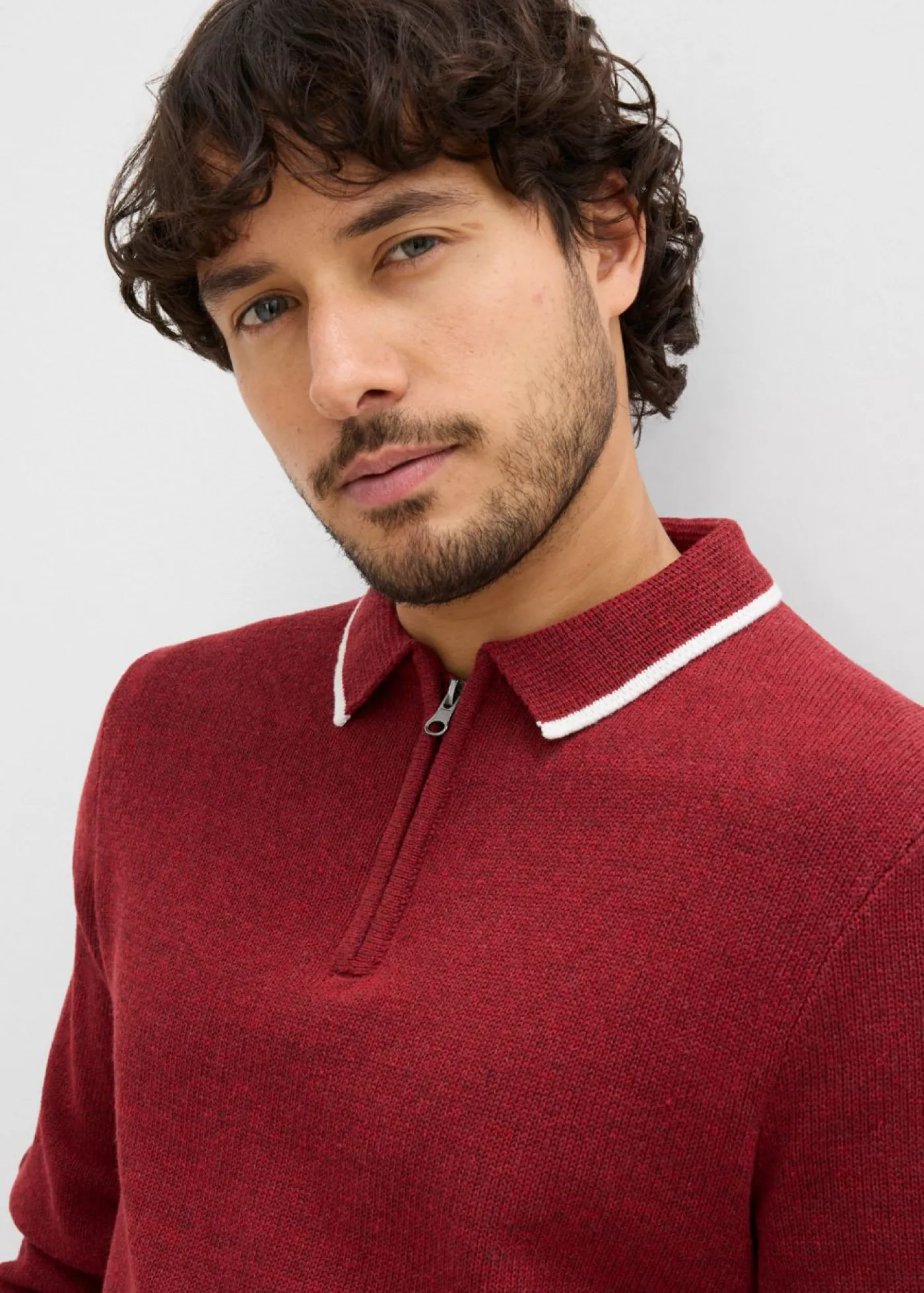 bonprix bonprix Jerséis Y Cárdigans>Polo de algodón reciclado Rojo oscuro jaspeado