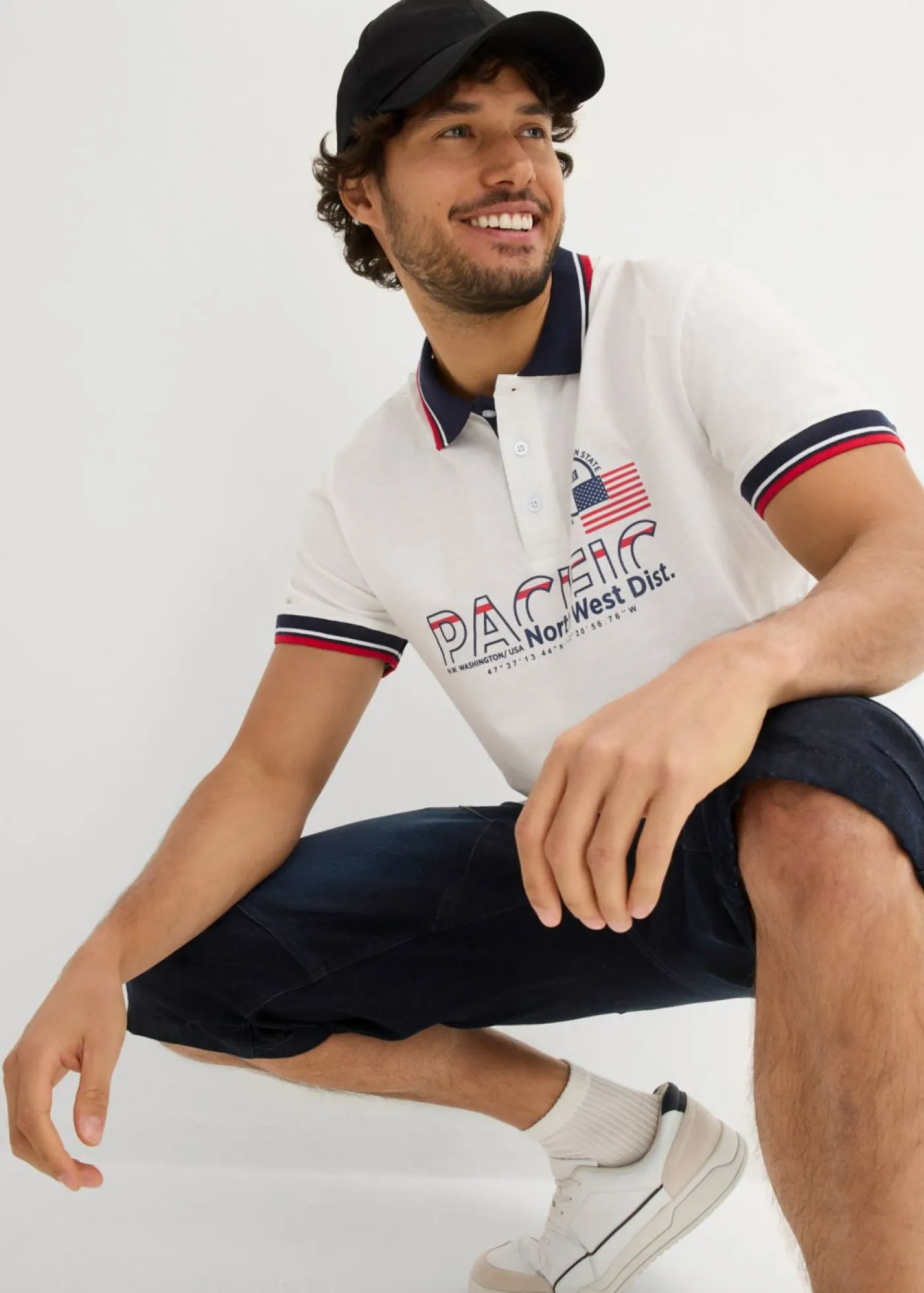 bonprix bonprix Camisetas Y Polos>Polo de manga corta de algodón orgánico puro (2 unidades) azul marino+blanco