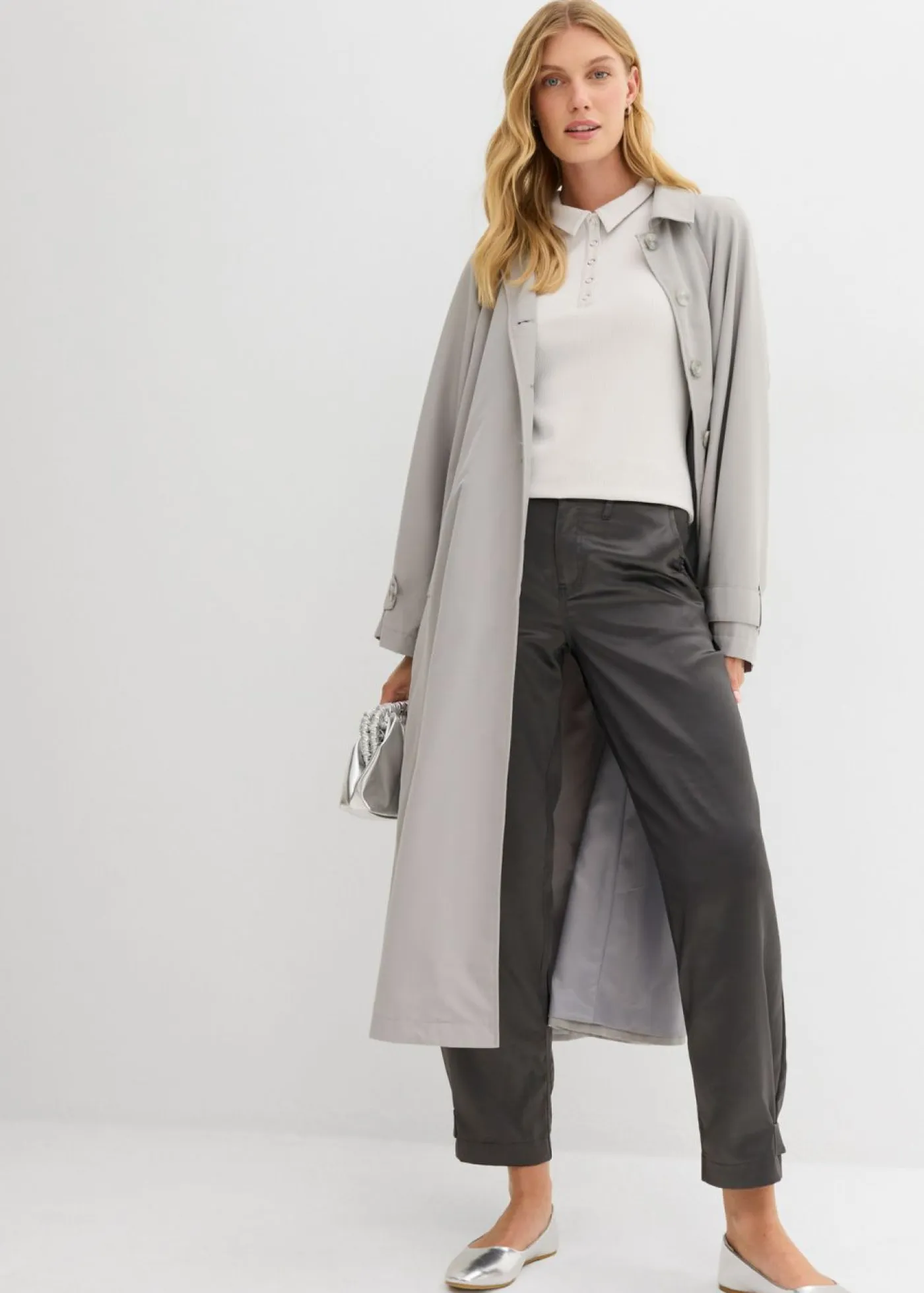 bonprix bonprix Camisetas>Polo de mezcla de viscosa plata jaspeado