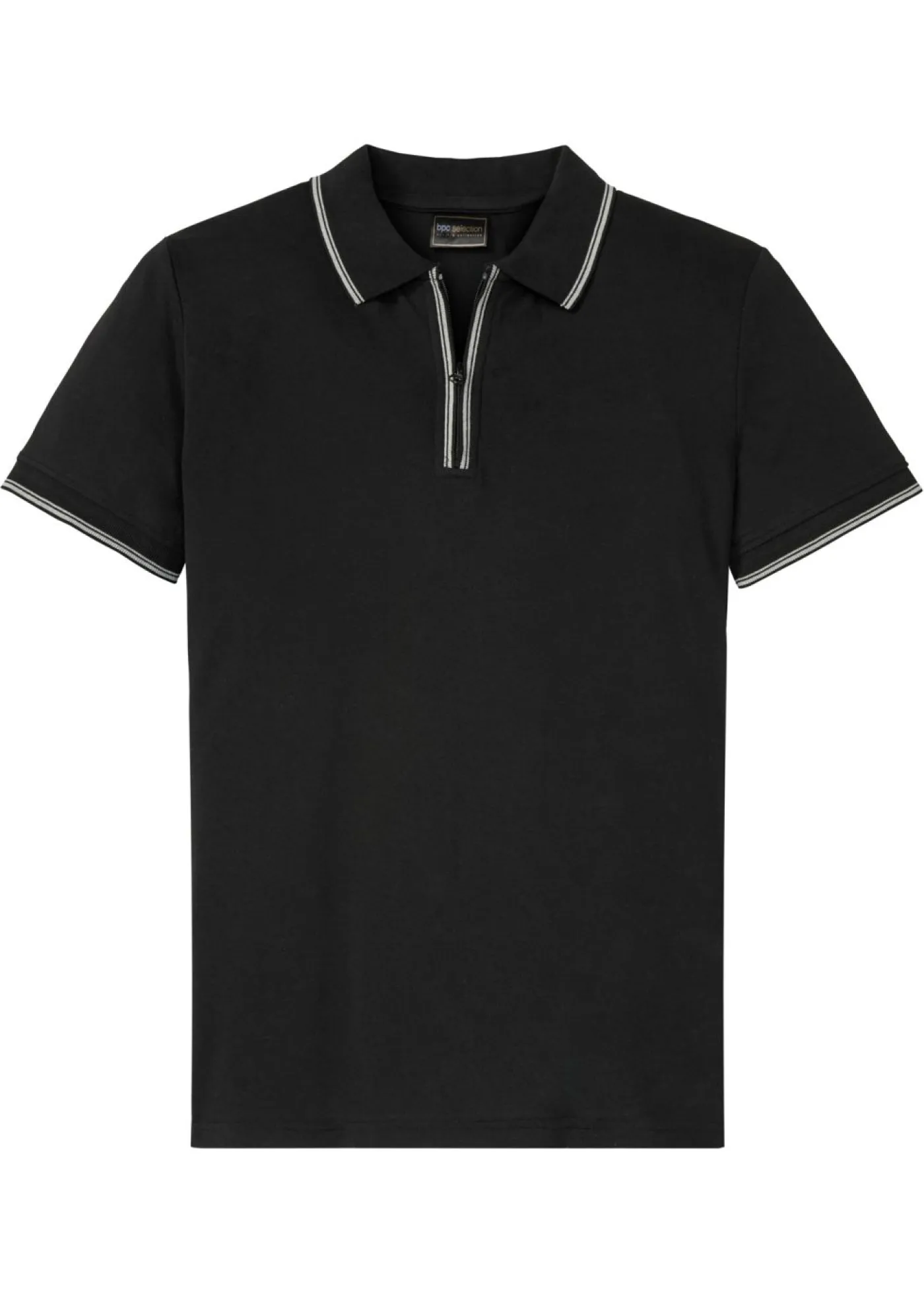bonprix bonprix Camisetas Y Polos>Polo de piqué con cremallera, de algodón puro Negro