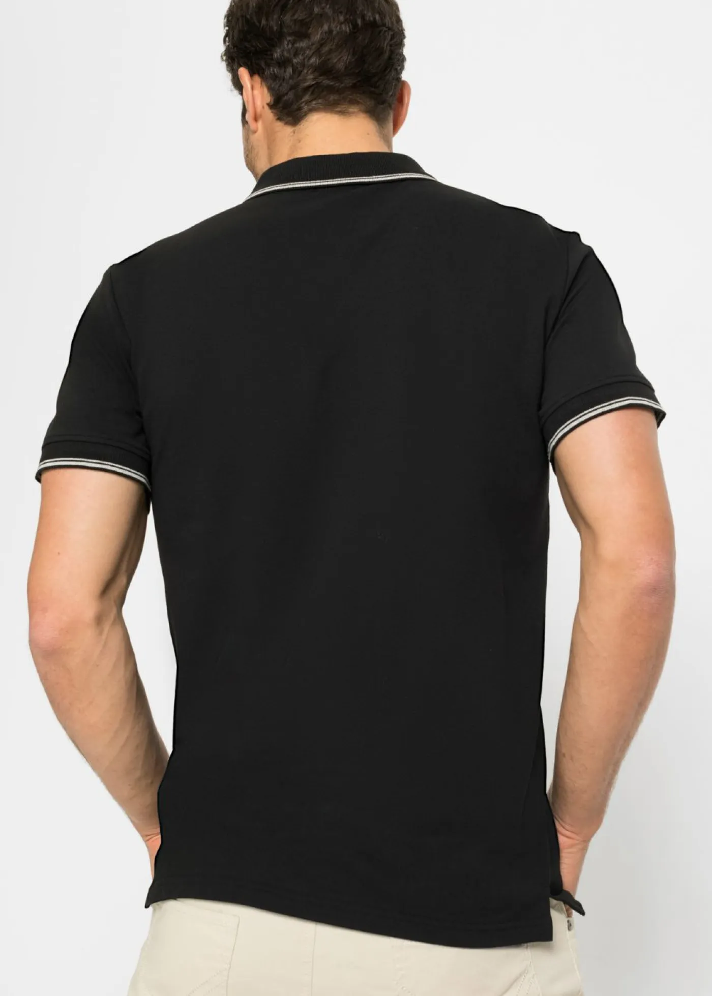 bonprix bonprix Camisetas Y Polos>Polo de piqué con cremallera, de algodón puro Negro