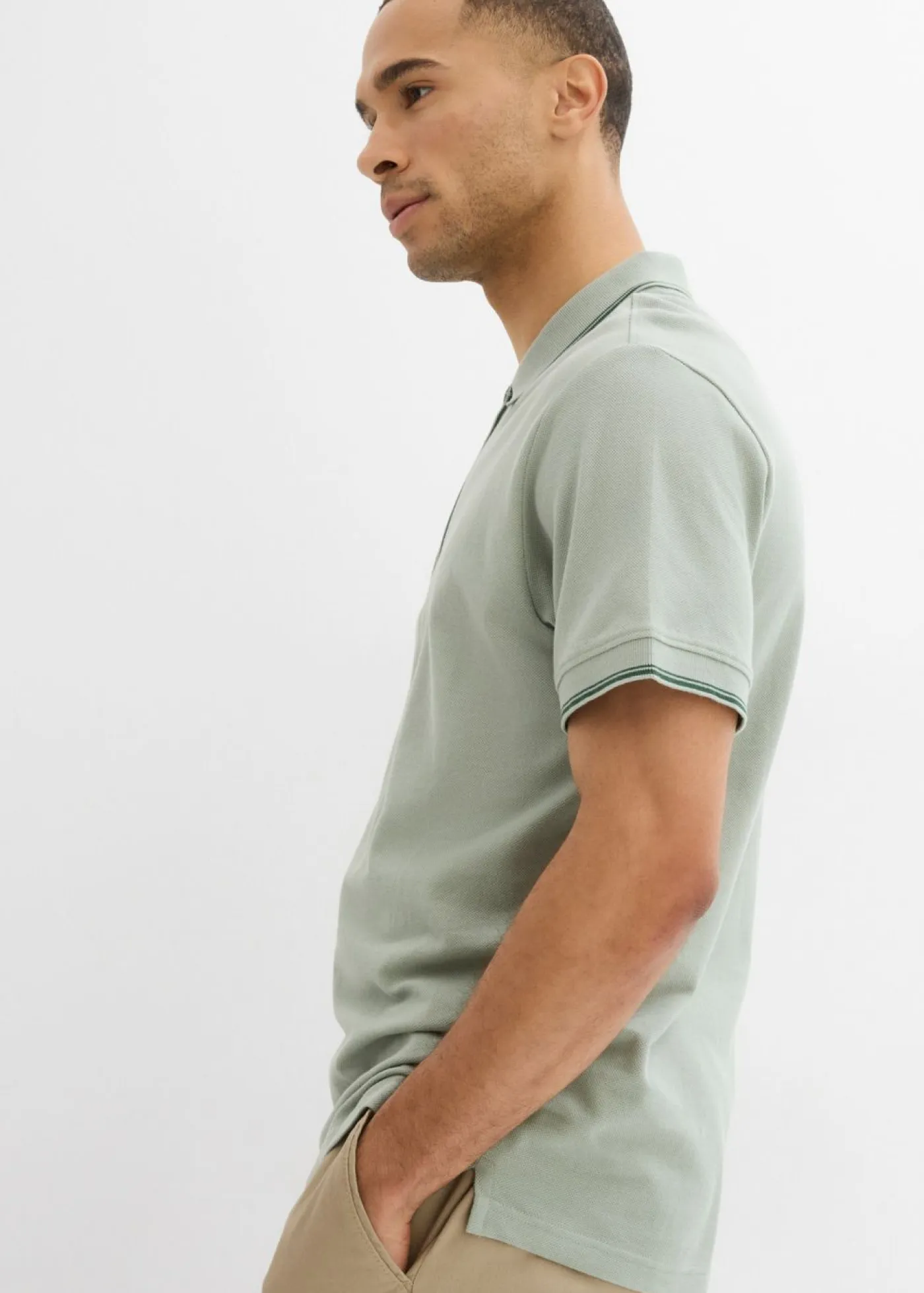 Hombre bonprix bonprix Polo de piqué con cremallera, de algodón puro