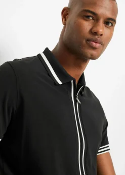 Hombre bonprix bonprix Polo de piqué con cremallera, de algodón puro