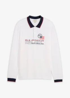 bonprix bonprix Camisetas Y Polos>Polo de piqué de algodón orgánico puro con manga larga Blanco