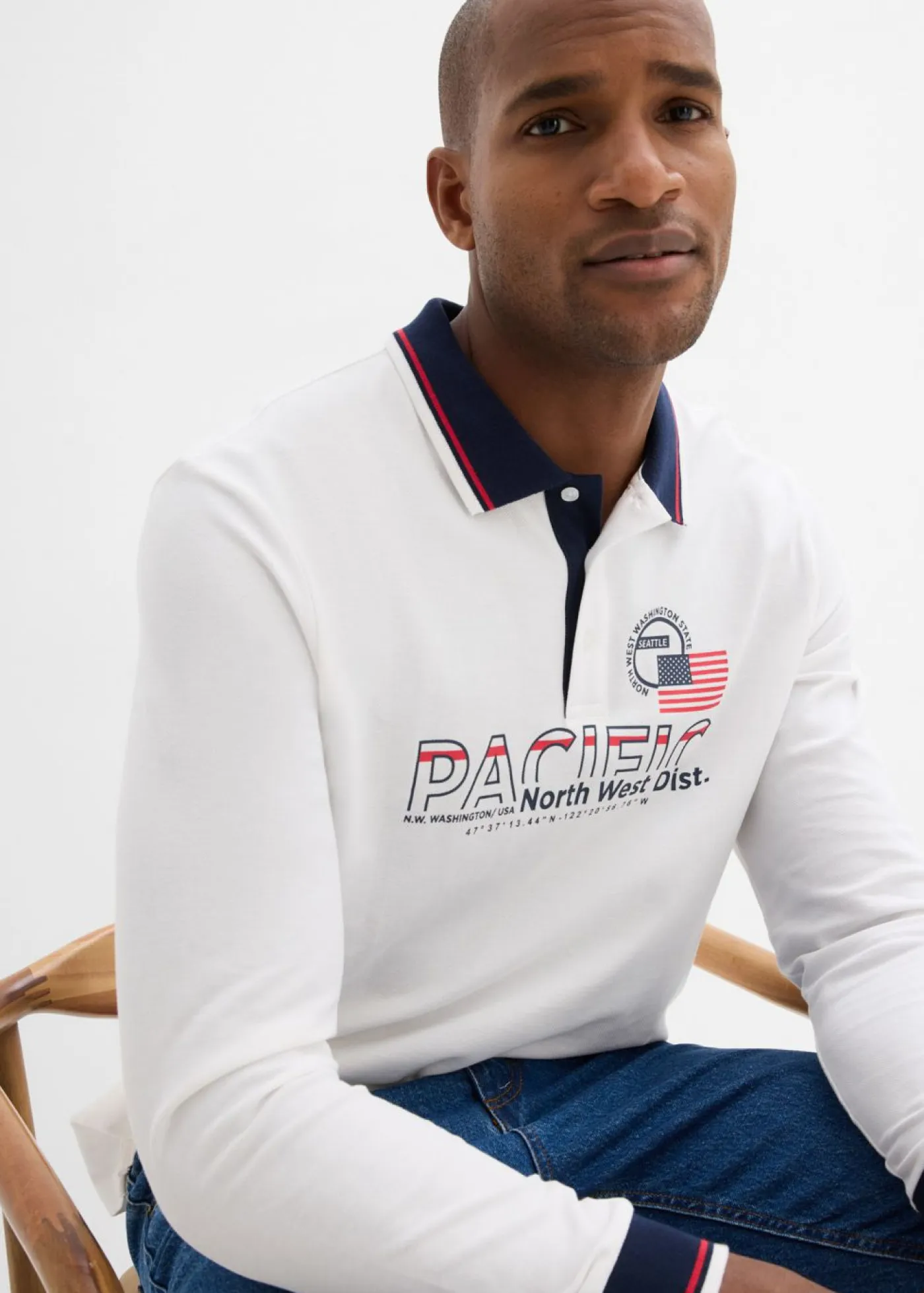 bonprix bonprix Camisetas Y Polos>Polo de piqué de algodón orgánico puro con manga larga Blanco