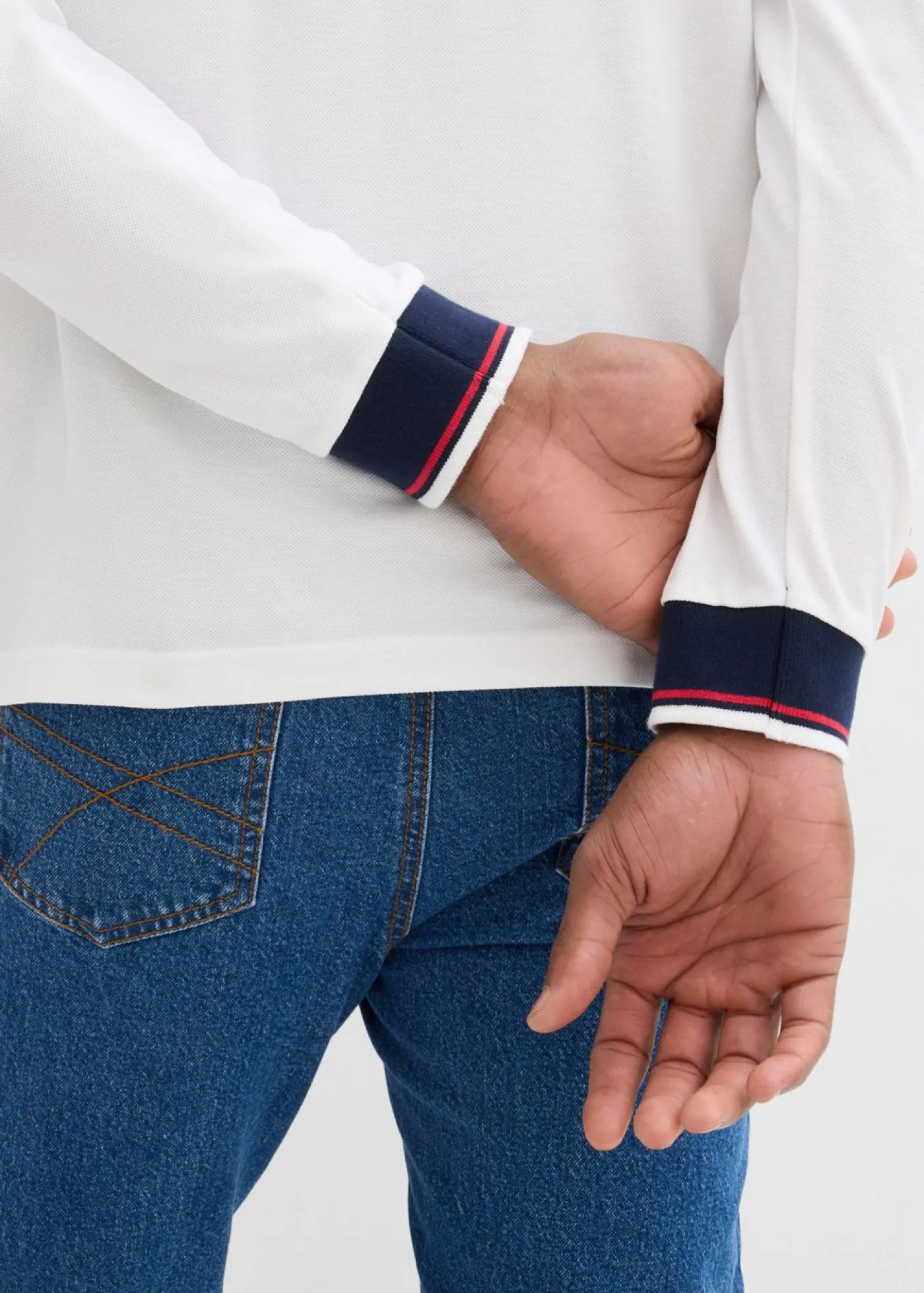 bonprix bonprix Camisetas Y Polos>Polo de piqué de algodón orgánico puro con manga larga Blanco